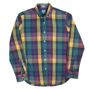 J.Crew Secret Wash Madras Plaid Stretch Cotton‎ Shirt M Slim Fit Madagascar